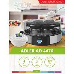 Adler Yaourtière Électrique 7 Pots De 200ml Appareil Yaourt Avec Couvercle... -Black & Decker Magasin adler ad 4476 yogurtera 7 tarros cristal 5