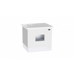 DISTFORM Buffet Vitrocéramique Verre Trempé Blanc Avec Support D'Assiettes - ...