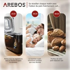 Arebos Machine à Pain 1500g Pain De Pâte 15 Programmes 3 Vitesses Minuteur ... -Black & Decker Magasin machine a pain 1500g pain de pate 15 programmes 3 vitesses minuteur 850 w 10506870 27226854 1140x1140