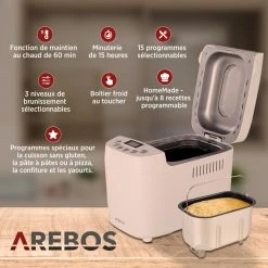 Arebos Machine à Pain 1500g Pain De Pâte 15 Programmes 3 Vitesses Minuteur ... -Black & Decker Magasin machine a pain 1500g pain de pate 15 programmes 3 vitesses minuteur 850 wv 10476468 27117320 1140x1140