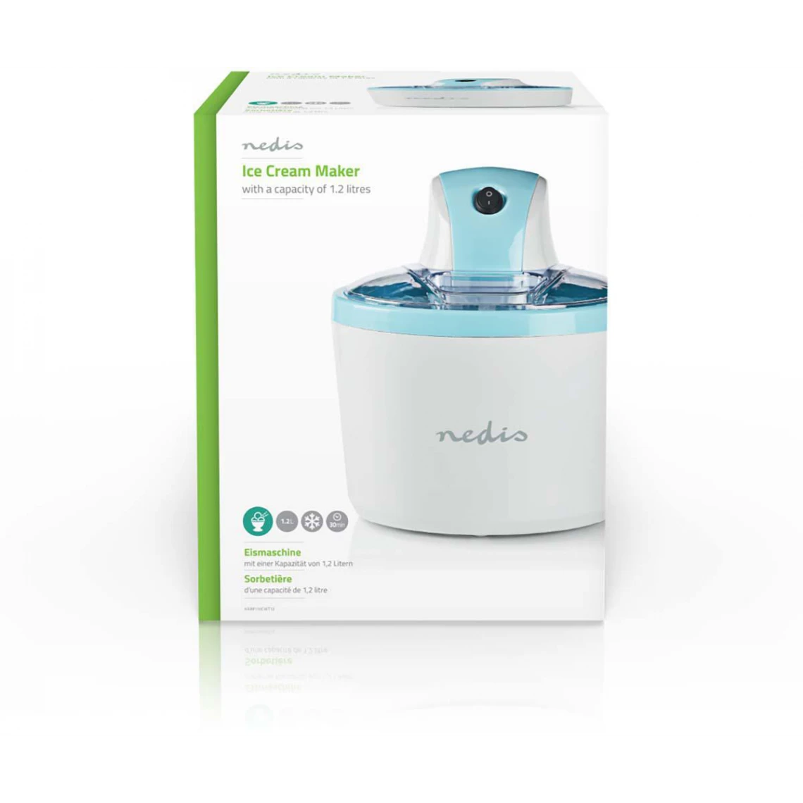 Nedis Sorbetière 1,2l Blanc/bleu Aluminium/plastique 7 Nedis Sorbetière 1,2l Blanc/bleu Aluminium/plastique – Image 7